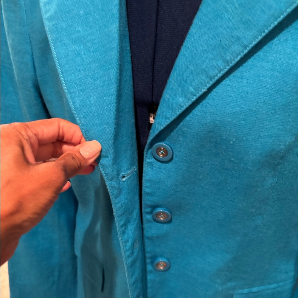 Vibrant Blue Women's Linen Suit Set - Picture 3 of 4